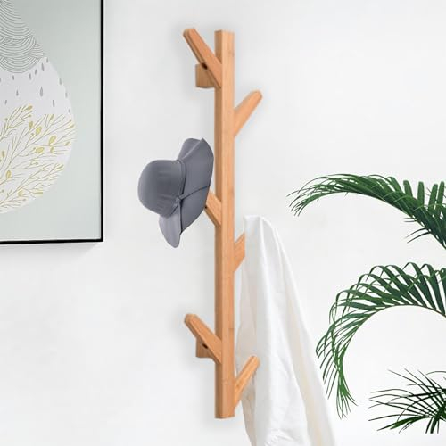 SHJICH Porte-manteau mural en bois avec 6 crochets, patère murale, porte-manteau enfant, pour le bureau et le couloir (30,7 x 9,4 x 2,7 po)