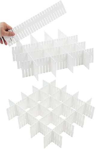 Flytianmy 18 Pezzi Separatori Cassetti Organizzatore Cassetto Regolabili per Biancheria Intima, Calze, Trucco, Forniture per Ufficio, Bianco