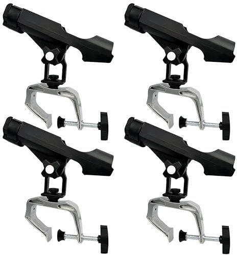 HiUmi Angelboot-Rutenhalter mit großer Klemmöffnung, um 360 Grad verstellbar, Angelrutenständer, zusammenklappbarer Halter (RH20-4er-Pack)