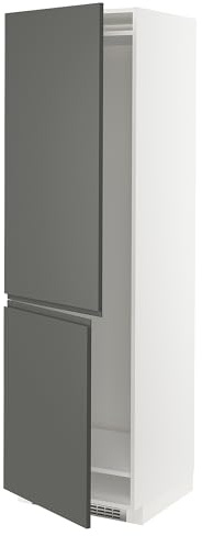 METOD hi cab f frigorifero o congelatore w 2 drs, 60x60x200 cm, bianco/Voxtorp grigio scuro