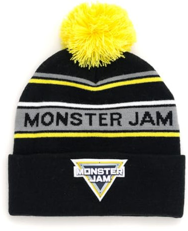 Monster Jam Herren-Beanie-Mütze mit Logo, Schwarz/Gelb, schwarz / gelb, Einheitsgröße