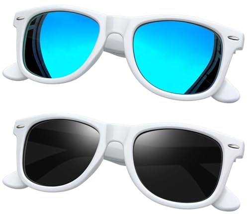Joopin Lunettes de Soleil Homme Polarisées Style Rétro Lunettes Polariante Femme pour Conduire Noir Blanc Bleu