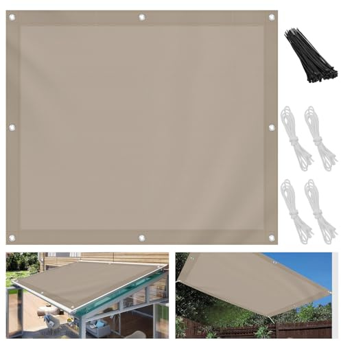 Toldo parasol 3 x 4 m para balcón, terraza, jardín, impermeable, 95 % protección UV, resistente a la intemperie, lona caqui