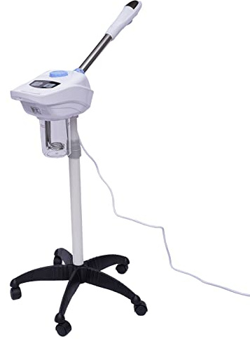 Vapeur vertical pour le visage - Vapeur ionique pour le visage - Sauna pour le visage - Buse rotative à 360 ° - Facile à déplacer - Machine spa à vapeur avec tasse à herbes amovible - Humidificateur