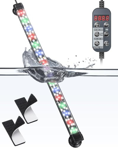 Pawfly 40 cm Aquarien-Beleuchtung LED-Beleuchtung mit Vollspektrum Brillant Weiß Blau Rot Grün LED-Lichter mit T/N-Modus Effekte Zeitschaltuhr und einstellbarer Helligkeit für Süßwasseraquarien