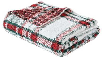 Nautica - Throw Blanket, Luxuriously Soft Chenille Knit Bedding, Plaid Bedding Set, Oeko-Tex Certified (Emmet Plaid Red, 50 x 70)