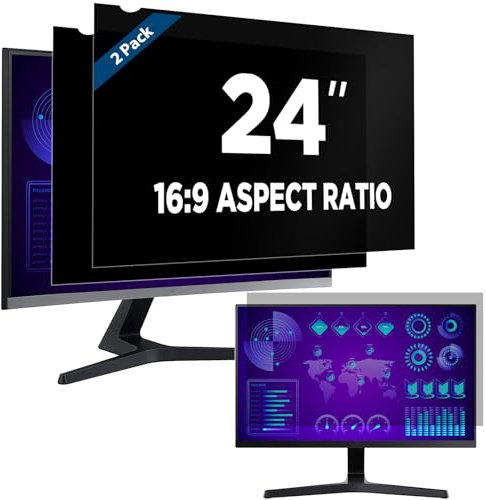 Tefeiyin 2 Pack 24 Inch Computer Privacy Screen Filter for 16:9 Aspect Ratio Widescreen Monitor - Protector Size(WxH): 532 mm x 299 mm