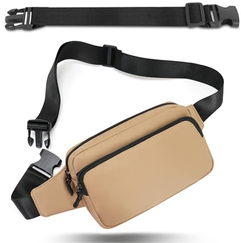 Bauchtasche Gürteltasche Hüfttasche mit Einem 30 cm Verlängerten Gürtel Unisex Modern Umhängetaschen Handytasche für Outdoor Reise Wandern Hundetraining Damen und Herren (Khaki)
