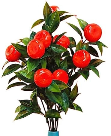 HXSCOO Artificiale Frutta della Fortuna Fiore di Capodanno Benedizione Secchio Disposizione dei Fiori Accessori Simulazione di Inaugurazione della Casa Agrifoglio Eucalipto Frutto Rosso(6richfruits)