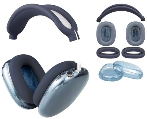 SOULWIT Ersatzkit für AirPods Max – Netzstoff-Ohrpolster + Kopfbandabdeckung + TPU-Schutzcase + Silikon-Ohrpolsterabdeckung, schweißfest und Kratzfest, Zubehör mit weicherem Schaumstoffkissen