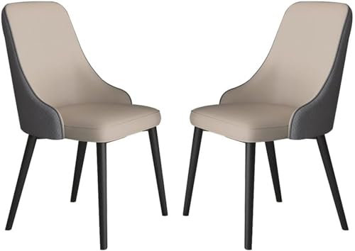 TS TAC-SKY 2 Pcs Schlafzimmer Zimmer Balkon Sofa Stuhl Carbon Stahl Bein Dressing Tisch Make-Up Stuhl Küche Leder Küche(Light Grey+Dark Grey)