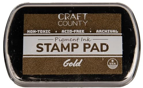 Craft County Stempelkissen mit Pigmenttinte – nachfüllbares Stempelkissen in mehr als 15 Farben – erhöhte Kanten für größere Stempel – Gold
