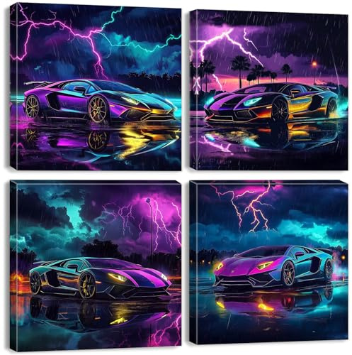 Lamborghini-Poster, coole Auto-Wandkunst für Jungenzimmer, Wanddekoration, Blitz-Rennwagen, Bilder, Männer, Schlafzimmer, Dekoration, Teenager, Sport, Supersportwagen, Gemälde, Leinwanddrucke, moderne