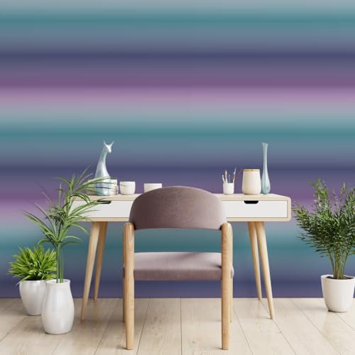 WPE® Ombre Stripe Wallpaper - Elegant Purple, Teal, and Lilac Stunning Iridescent Modern Stripe Design Ideal for Kids Room or Any Room to Brighten Up