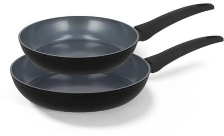 Be Living Delight Pfannenset 2-teilig, Bratpfanne 24 & 28 cm, Non Stick Keramik Antihaft, Induktion, Ohne ptfe und pfoa, Schwarz