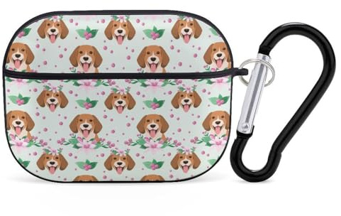Novastar Schutzhülle kompatibel mit Airpods Pro 2. Generation, schöne Hülle kompatibel mit Airpods Pro, Beagle Dog Hülle mit rosa Blumen, kompatibel mit Airpods Pro 2