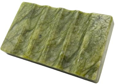 WeDoDecor Porte-savon en marbre vert naturel pour salle de bain, organisateur de salle de bain, porte-éponge pour douche, antidérapant, avec design de drainage