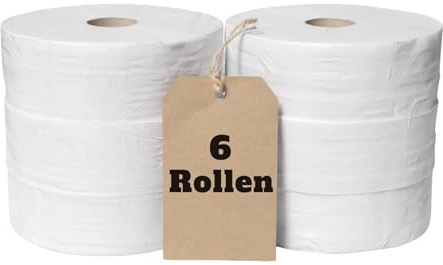 Jumbo Toilettenpapier Großrolle 2-lagig Recyclingpapier | Ø 25 cm 300 m je Rolle | 6 Rollen VE | für Jumbo-WC-Spender in Gewerbe & öffentlichen Sanitärbereichen