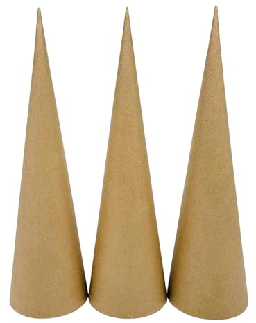 Amagogo 3 Stück Pappmaché-Kegel, Weihnachtsbaum-Dekoration, Feinmotorik, DIY-Hände auf offenem, Pappkegel zum Bemalen von Partyhüten, 35cm