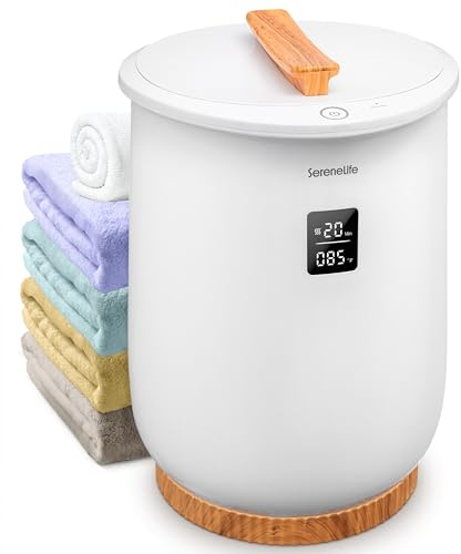 SereneLife Handtuchwärmer Elektrisch mit Digitalem Display 20L – Handtuchtrockner Eimer für Badetücher und Decken, Timer und Auto-Abschaltung, Spa Geschenk