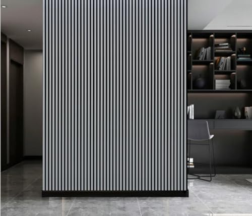 Acoustic Wall Panels 600MM X 2400MM Pack of 4 Soundproof Decorative Panels for Noise Reduction in Studio, 3D Slat Wall Panelling 5.76m² per Pack (M Light Grey 01WH)