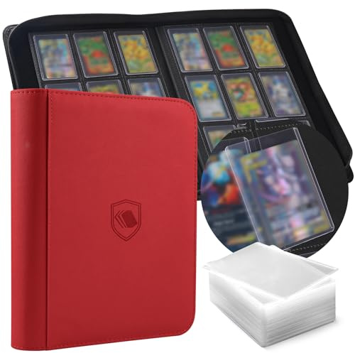Top Loader Binder 9 Pocket, Holds 360 Toploaders, 100 Toploader INCLUDED | PU Cover Toploader Binder for 3 x 4 Rigid Toploaders, Ringless Side Loading Trading Card Binder for TCG, MTG, Sport Cards