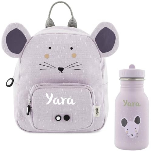 Mainely Personalisierbarer Kinder-Rucksack „Maus“ – verstellbare Träger & kinderfreundliche Reißverschlüsse – für Krippe & Kindergarten – mit Namen personalisiert – Trixie