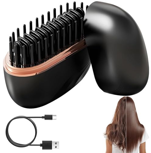 Mini plancha sin cables, recargable, cepillo alisador portátil para el cabello y la barba, 3 niveles de temperatura, calentamiento rápido de 10 segundos, plancha de viaje (B)