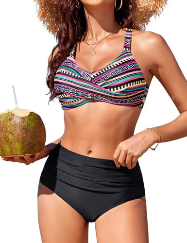 RITOSTA Bikini Damen Set Push Up Bikinis Oberteil Bauchweg Badeanzug Twist Front Badeanzüge High Waist Bikini-Sets Bademode Zweiteiliger Swimsuits