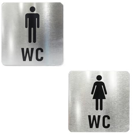 WC Schild Selbstklebend, 2 Stück Toilettenschilder Damen Herren 12x12cm Türschild Toilette Aufkleber Tür WC-Schilder