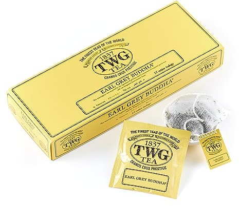 TWG Tea | Earl Grey Buddha | Green Tea | Bergamot & Rose Petals | 15 Hand Sewn Cotton Teabags | Gift Set