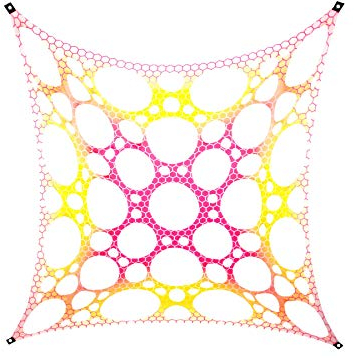 PSYWORK Schwarzlicht Segel Spandex | Goa Pink Cross | 3 x 3m | UV-aktiv | Leuchtend | Wandtuch Wandbehang Stoff Neon Deko Party Tuch Tapestry Poster PSY