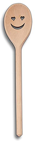 HOFMEISTER® Kochutensilien Löffel oder Pfannenwender mit Motiv aus Holz (Ovaler Kochlöffel/Gesicht mit Herzaugen)