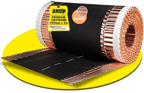 BMD Firstrolle | Gratrolle | 390 mm x 5m | Kupfer | Firstband | Gratband | Rollfirst | Grat | First | Dach