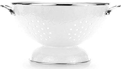 Golden Rabbit Enamelware - 5qt Larger Colander (Solid White)