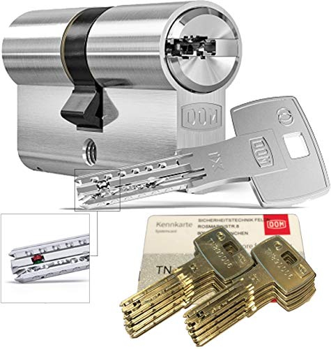 DOM iX Twido 333iX7T Doppelzylinder mit 8 Schlüssel, Länge (a/b) 30/30mm (c= 60mm), mit Sicherungskarte, mit Not- u. Gefahrenfunktion