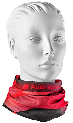 Audi 3132001900 Schlauchtuch Halstuch Schal Stirnband Kopftuch Multifunktionstuch, rot/grau
