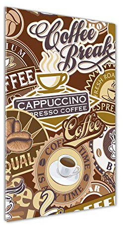 Tulup Glas-Bild Wandbild aus Glas - Wandkunst - Wandbild hinter gehärtetem Sicherheitsglas - Dekorative Wand für Küche & Wohnzimmer 70x140 - Sprüche - Cafe - Braun