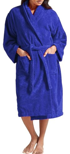 Christy Super Soft Cosy Bath Robe | Luxury Dressing Gown | Quick Dry, Snag Free | Lightweight 320GSM Womens Bathrobe | Soft Cotton Velour Inner Lining | Size Small-Medium (UK 8-14) | Blue Velvet