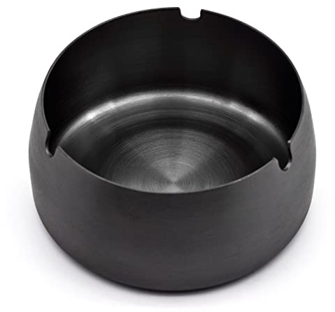 Skyzone Cenicero de Acero Inoxidable para Escritorio, cenicero Redondo Negro para Cigarrillos para Exteriores, hogar, Oficina, Hotel, Restaurante, Fiesta, Bar (10 cm de diámetro)
