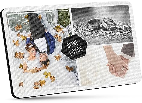 Mousepad selbst gestalten - Bedrucktes Mauspad mit DREI Fotos Personalisieren für Freunde und Kollegen - 27 x 19 cm, 5mm stark | Personalisierbares Fotogeschenk