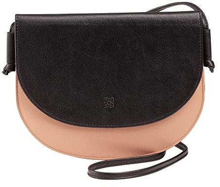 DUDU Damen Umhängetasche aus Leder, kompaktes schlankes Design Handtasche mit Knopfverschluss, Verstellbarer Schulterriemen Schwarz