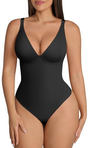 FeelinGirl Shapewear Bodysuits for Women Tummy Control Body Suits Deep V Neck Thong Body Shaper Going Out Tank Tops