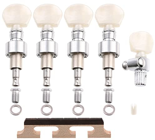 LYWSMSK Banjo Machine Head Tuning Pegs & Ebony Maple Bridge & 5th String Bone Nut for 5 String Banjo
