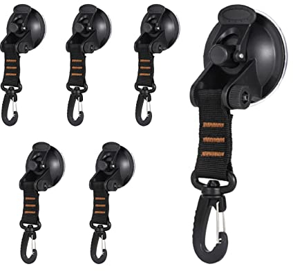 Bogoro 6 Pezzi Ancoraggio a Ventosa per Auto, Ancoraggio a Ventosa con Gancio di Fissaggio, Forti Ventose Ancoraggio Ancoraggi, per Camper Auto Domestici Tende da Sole