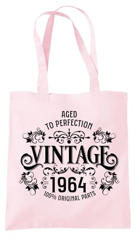 Dead Set Studio 60th Birthday Gift Bag for Women - Vintage 1965, Pastel Pink