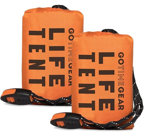 Go Time Gear Tienda de campaña de Supervivencia de Emergencia, Tienda de campaña para 2 Personas, Uso como Tienda de campaña, Refugio de Emergencia, Tienda de Tubo, Lona de Supervivencia, Incluye