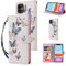 UEEBAI Wallet Case for iPhone 11, PU Leather Phone Case Kickstand RFID Blocking Flip Case with Card Slots Wrist Strap Relief Engraved Pattern Magnetic Closure Folio Case - Blue Butterfly