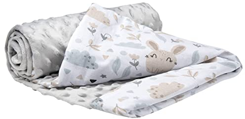 Medi Partners Babydecke Baby Decke Neugeborenen - Kuscheldecke Geschenk Babydecken 75x100cm für Kleinkinder Mädchen Krabbeldecke Kinderbett Kinderwagen 100% Baumwolle (Lichtung mit grauem Minky)