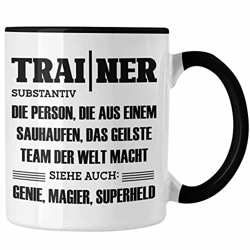 Trendation - Trainer Tasse Geschenk Bester Coach Geschenkidee Spruch (Schwarz)